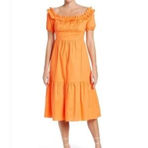 BCBGeneration Puff Sleeve Tiered Dress Size 10 Knee Length Colorful Vacation